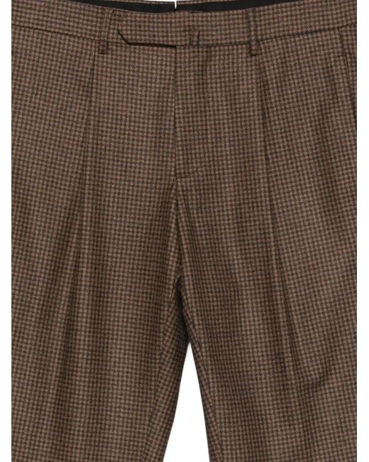 Dell'Oglio Brown Checked Trousers for men