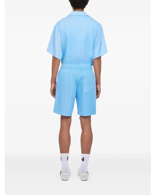 MSGM Blue Short À Taille Élastiquée Et Logo for men