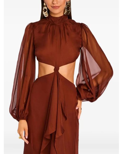 retroféte Brown Rosalinda Cut-Out Ruffled Dress