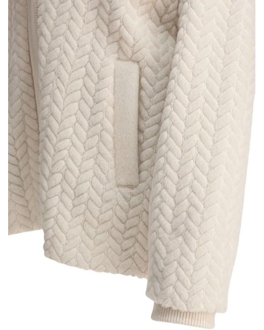 Agnona White Cardigan mit Zopfmuster