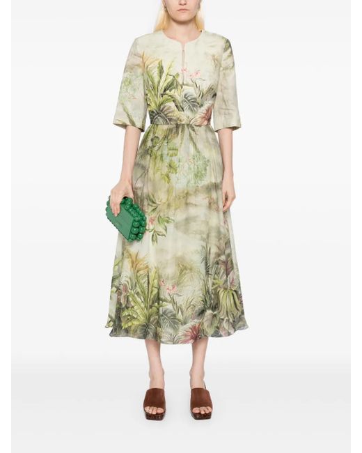 Elie Saab White Safari-Print Dress
