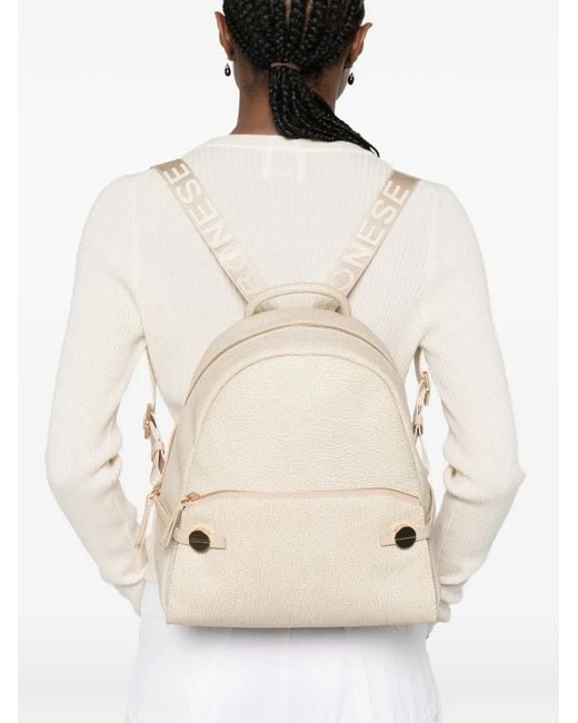 Borbonese Natural Medium Top-Handle Backpack