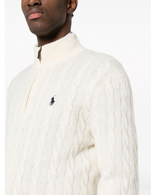 Polo Ralph Lauren Natural Logo-Embroidered Wool-Blend Jumper for men