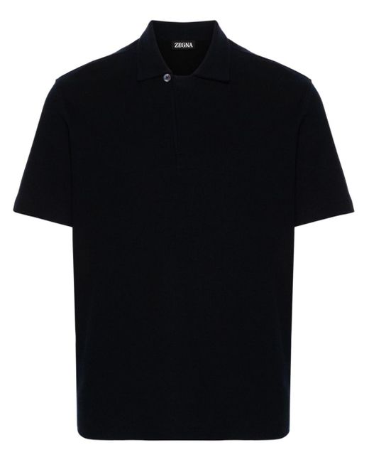 Zegna Black toggle-fastening Cotton Polo Shirt for men