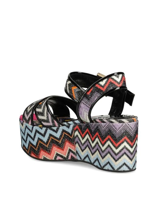 Missoni Black 85Mm Zigzag-Patterned Platform Sandals