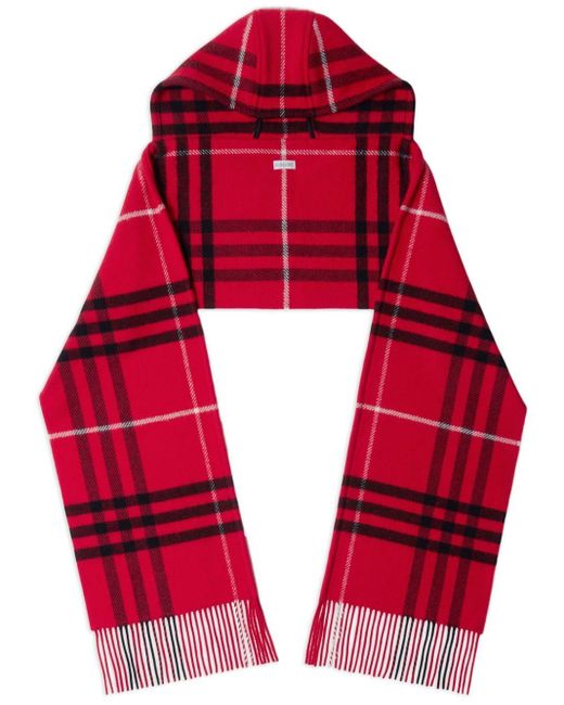 Burberry Red Vintage-check Hooded Scarf