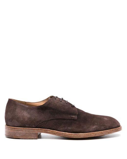 Moma Brown Lace-up Suede Derby Shoes for men
