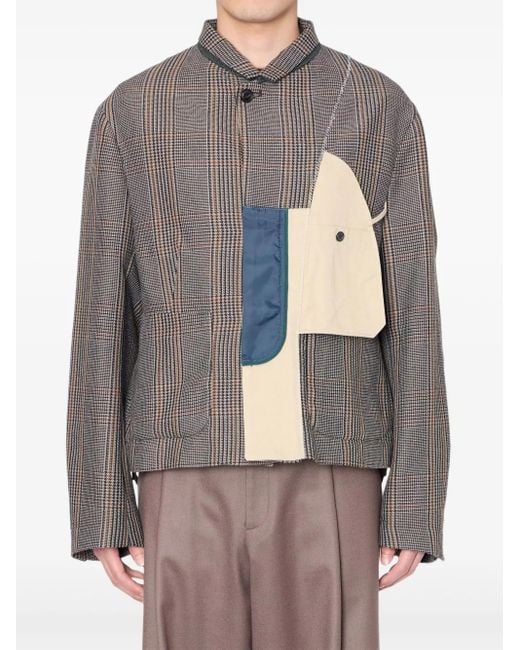 Kolor Gray Checked Panelled Jacket for men