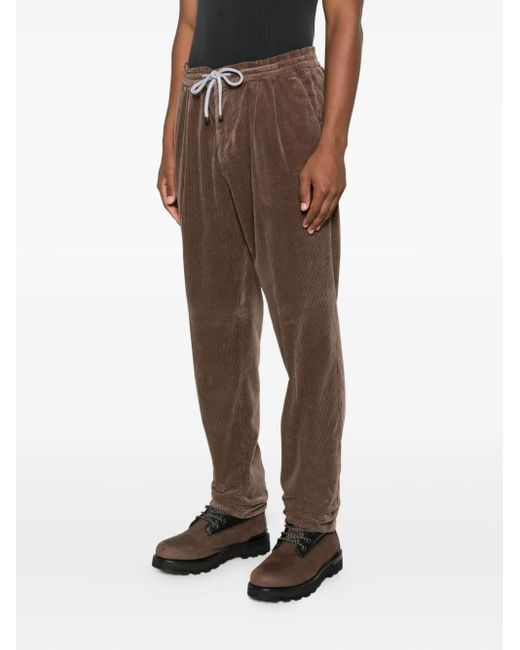 Brunello Cucinelli Brown Drawstring Corduroy Trousers for men