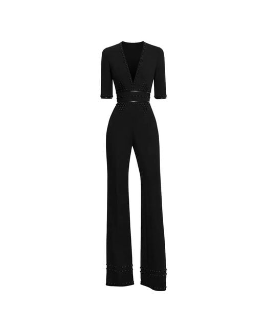 Elie Saab Black Stud-Embellishment Jumpsuit