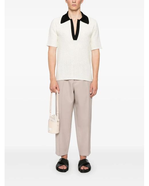 Jil Sander White Knitted Polo Shirt for men