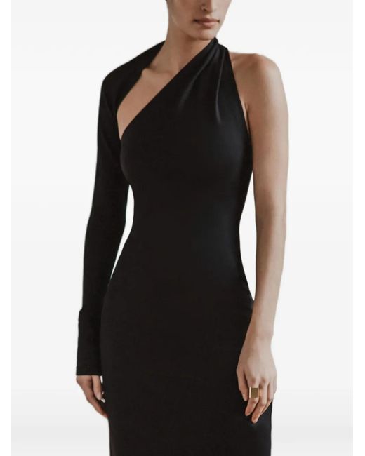 MARCELLA Black Manhattan One-Shoulder Maxi Dress