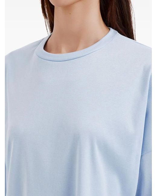 Enfold Blue Peplum Curved-Hem T-Shirt
