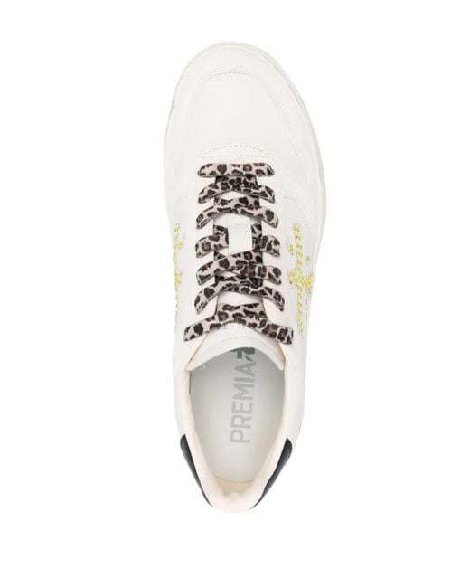 Premiata White Logo-Print Platform Sneakers