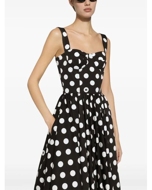 Dolce & Gabbana Midi-Jurk Met Stippen in het White