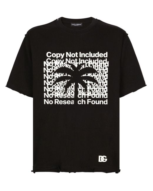 Dolce & Gabbana Black Distressed Slogan-print Cotton T-shirt for men