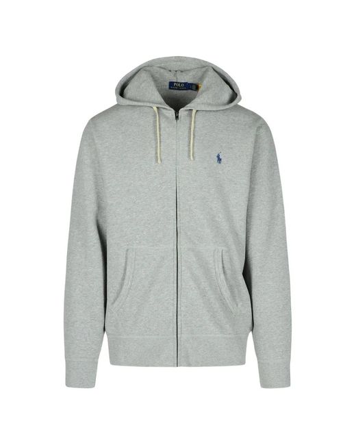 Polo Ralph Lauren Gray Logo-Embroidered Zip-Up Hoodie for men