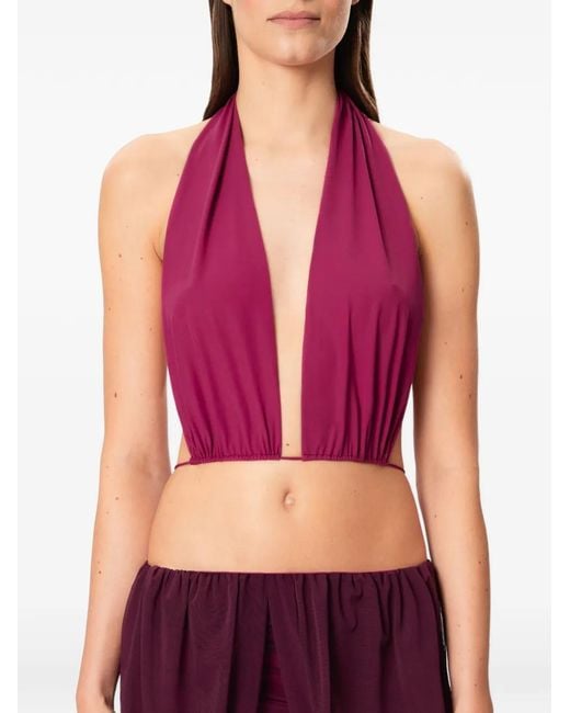 Amazuìn Purple Tamie Halterneck Draped Midi Dress