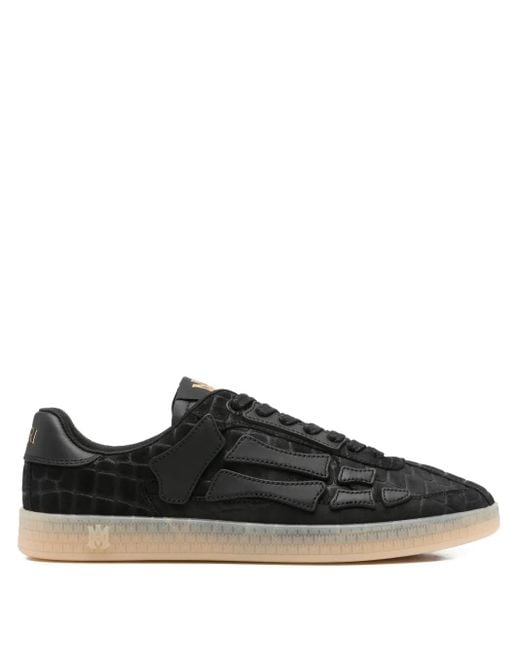 メンズ Amiri クロコエンボス レザースニーカー Black