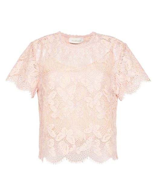 Zimmermann Pink Harmony Lace Top