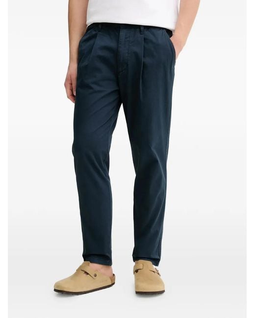 Marc O' Polo Blue Pleated Elasticated-Waistband Trousers for men