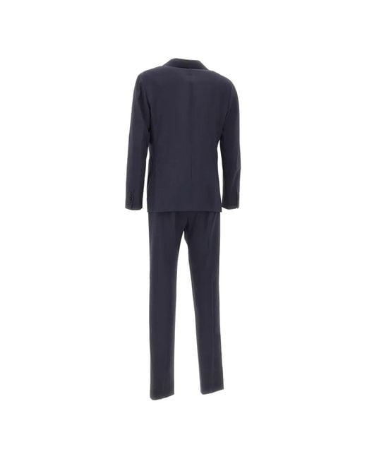Manuel Ritz Blue Patch-Pocket Logo-Pin Suit for men