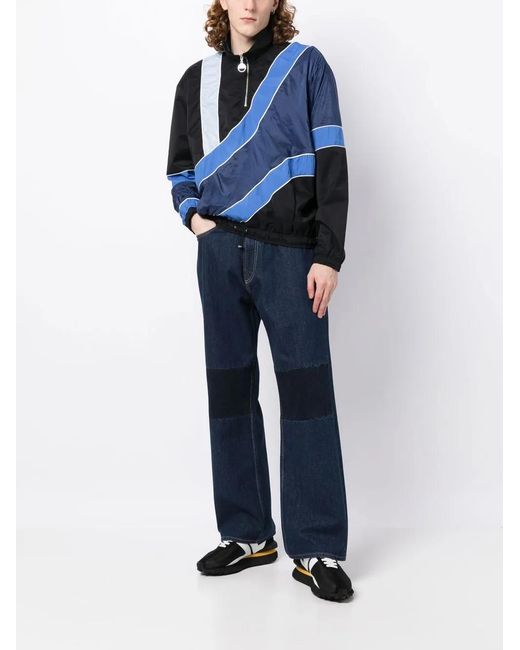 Ahluwalia Blue Striped Half-Zip Jacket for men