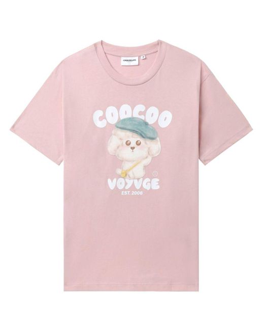 Chocoolate Pink Graphic-print Cotton T-shirt