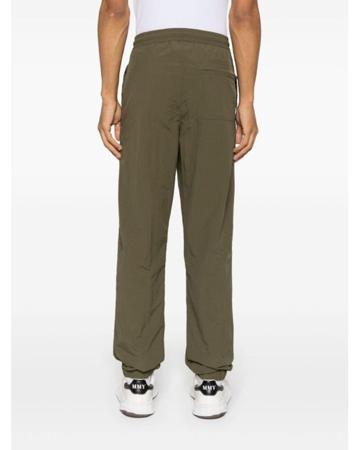 MSGM Green Logo-embroidered Tapered Trousers for men