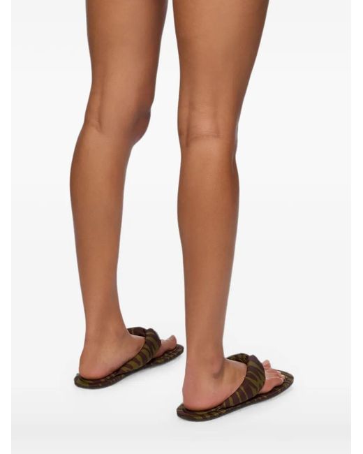 The Attico Brown Indie Zebra-Print Flip Flops