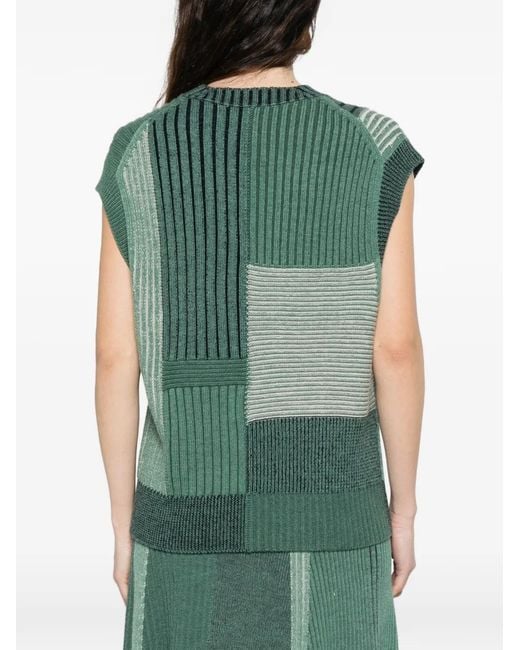 Bompard Green Patchwork Sleeveless Vest