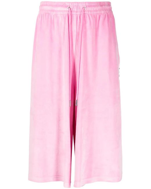 TEAM WANG design Pink Brushed-Effect Drawstring Bermuda Shorts