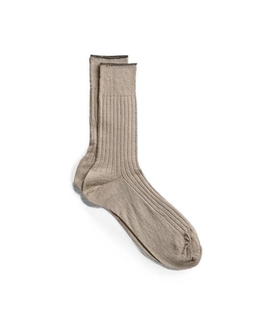 yahae White Ribbed-Knit Socks