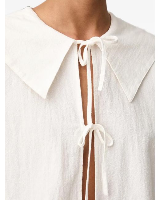 Marc O' Polo White Sailor-Collar Tie-Fastening Blouse