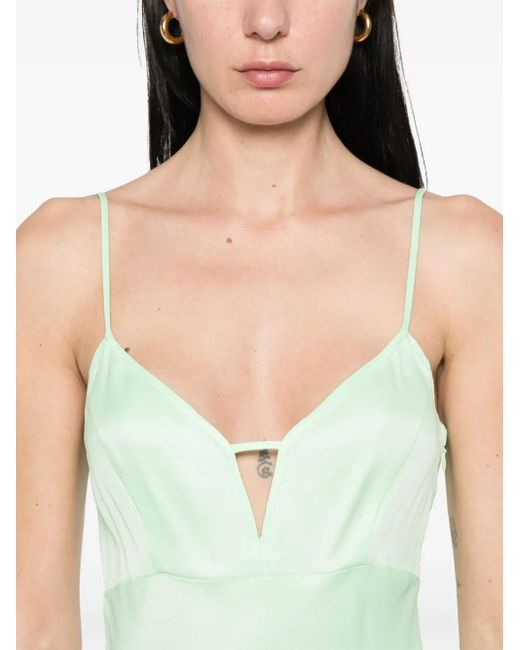 Twinset Green Satin Maxi Dress