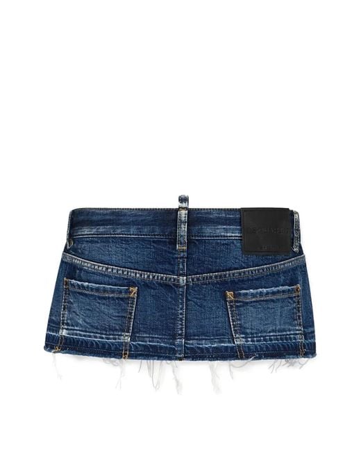 DSquared² Blue Ripped Mini Skirt
