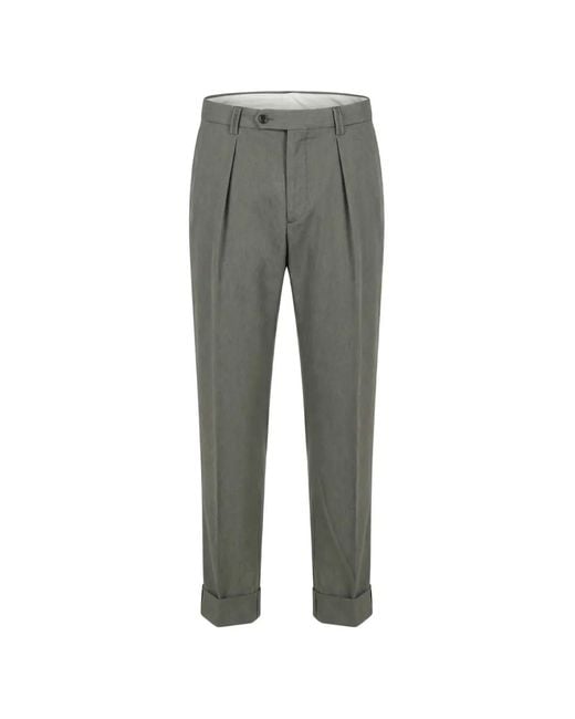 Berwich Gray Pleated Trousers for men