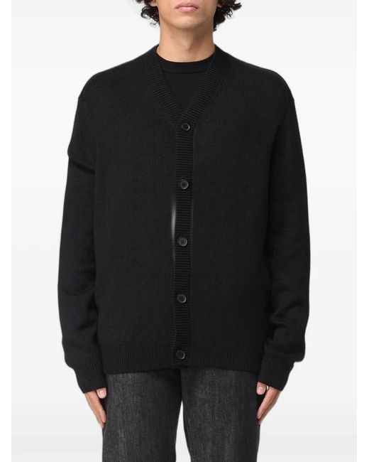 Emporio Armani Black V-Neck Cardigan for men
