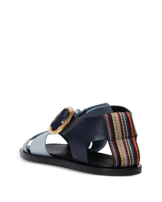 Paul Smith Blue Cross-Strap Buckle Sandals