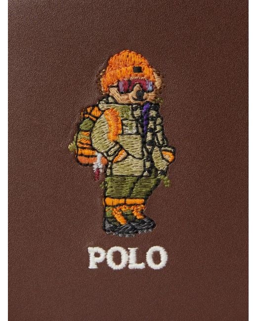 Polo Ralph Lauren Brown Polo Bear Leather Billfold Wallet for men