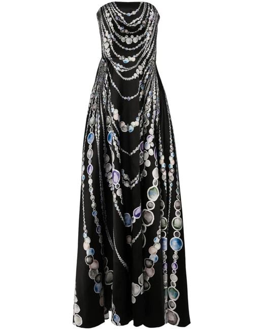 Saiid Kobeisy Black Graphic-Print Mikado Gown