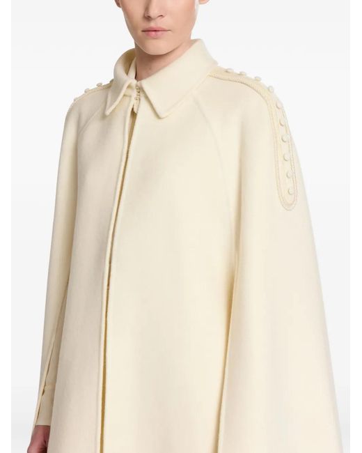 Elie Saab White Shoulder-Embellished Cape