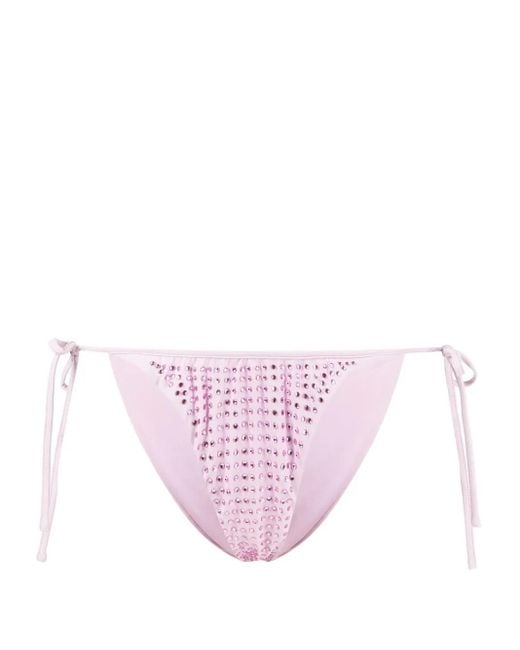 Self-Portrait Pink Rhinestone-Embellished Bikini Bottoms