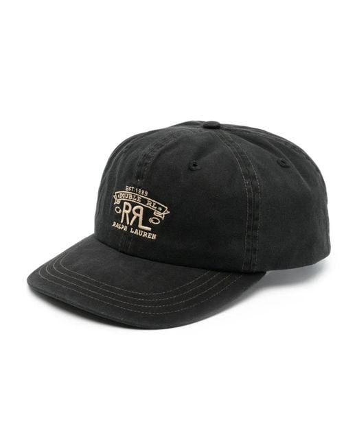 RRL Black Logo-Embroidered Baseball Cap for men