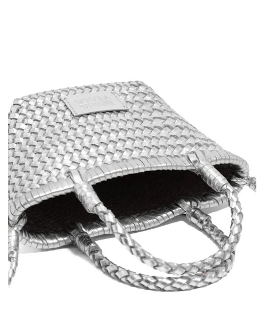 Bimba Y Lola White Woven Top-Handles Leather Tote Bag