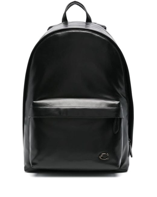 COACH Black Hall Leather Backpack for men