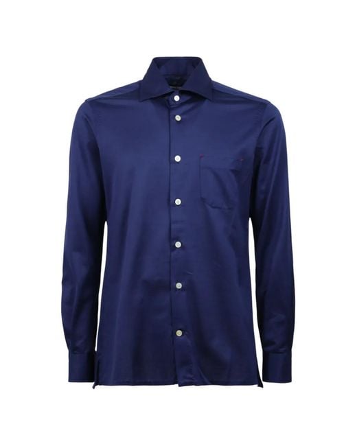 Kiton Blue Nerano Chest-Pocket Shirt for men