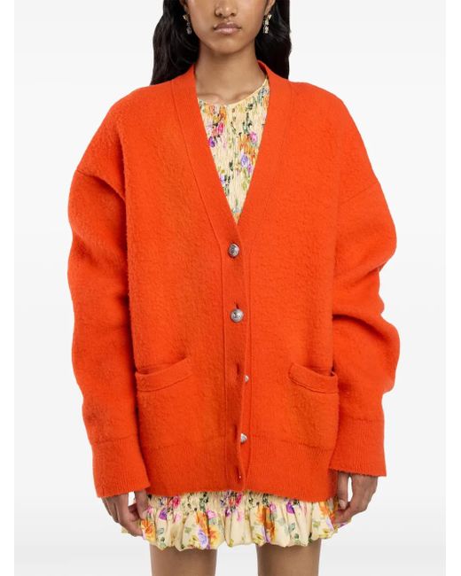 Rabanne Orange Cardigan Oversize En Laine