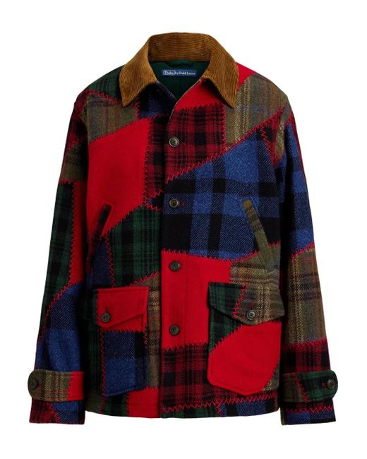 Polo Ralph Lauren Red Patchwork Corduroy-Collar Jacket