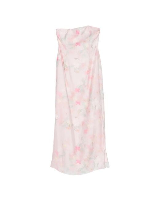 BERNADETTE Pink Elora Floral-Print Strapless Midi Dress